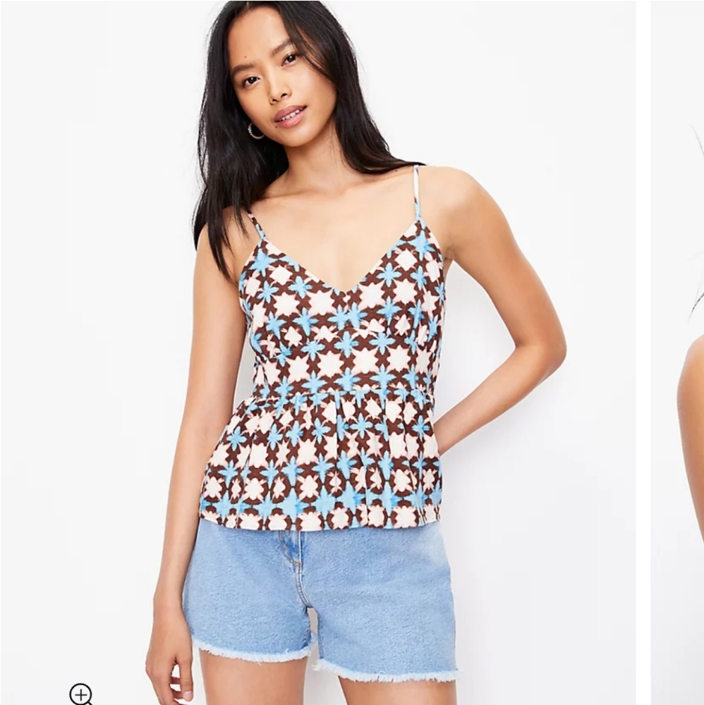 NWOT Ann Taylor Loft Sunwashed Floral Peplum Cami